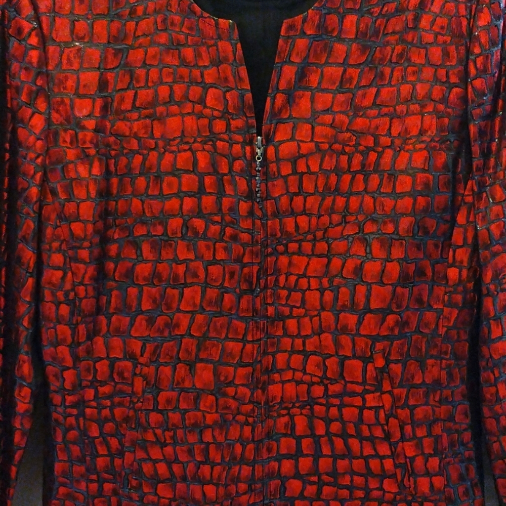 Women's Metallic Red & Black with Shimmer Blazer / Jacket - Picture 2 of 7
